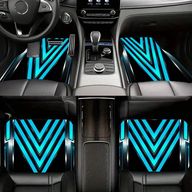 Interior Design Tech - 5pcs Car Floor Mats, Futuristic Blue