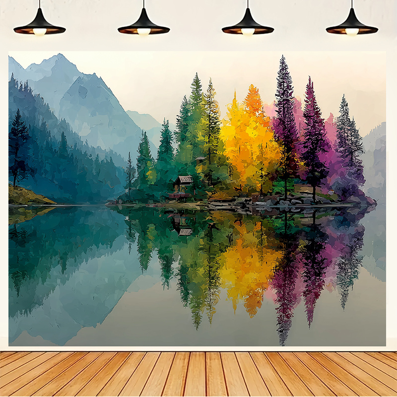 Colorful Forest Lake Wall Mura - Interior Design Hd 评论和价格
