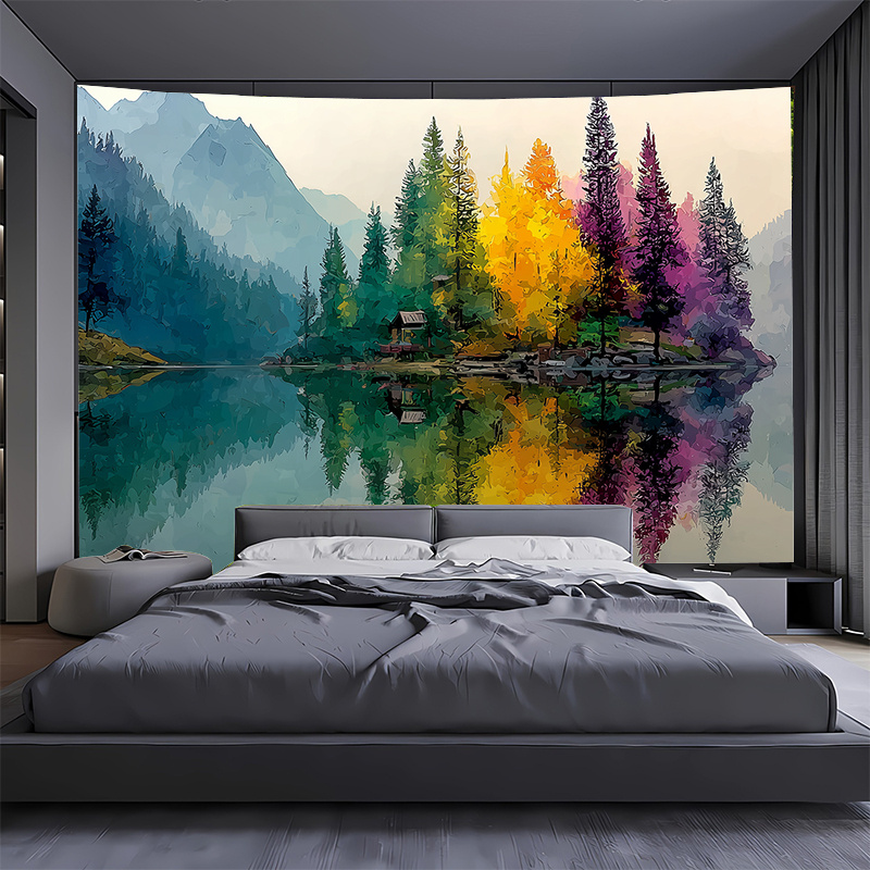 Colorful Forest Lake Wall Mura - Interior Design Hd 评论和价格