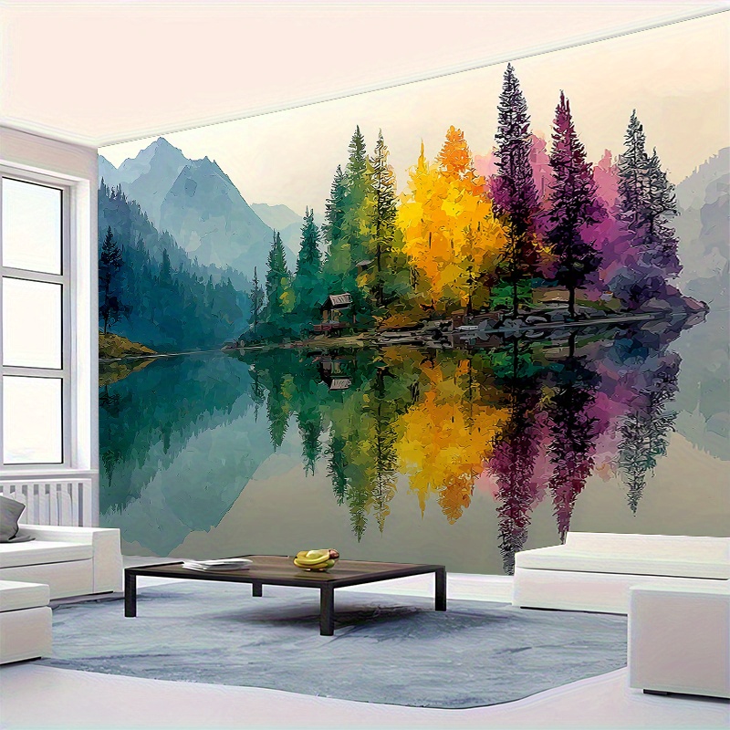 Colorful Forest Lake Wall Mura - Interior Design Hd 评论和价格