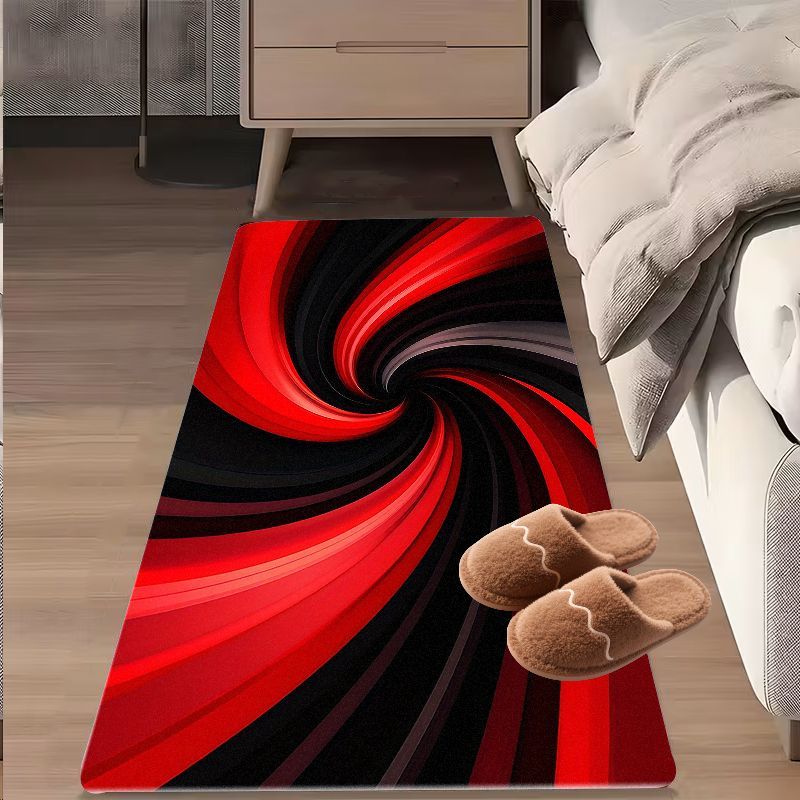 Flannel Printed Red Black Spir - Printed Rug Abstract 评论和价格