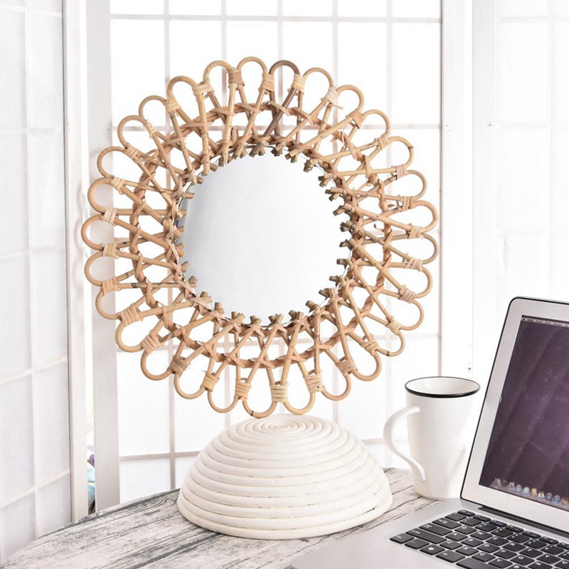 40Cm Nordic Wicker Wall-Mounte - Rattan Mirror Round 评论和价格