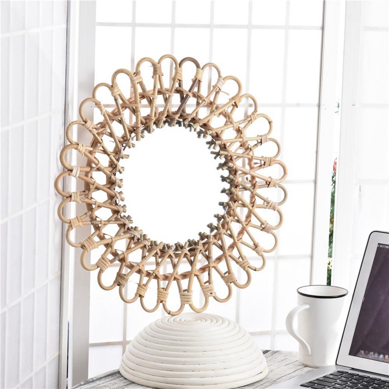 40Cm Nordic Wicker Wall-Mounte - Rattan Mirror Round 评论和价格