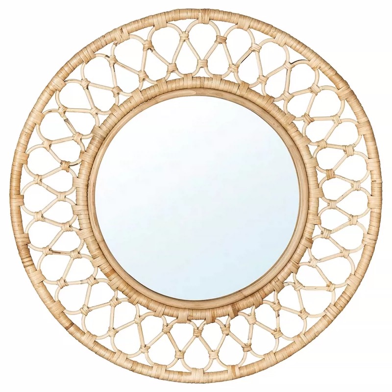 Round Rattan Wall Mirror, Natu - Rattan Mirror Round 评论和价格