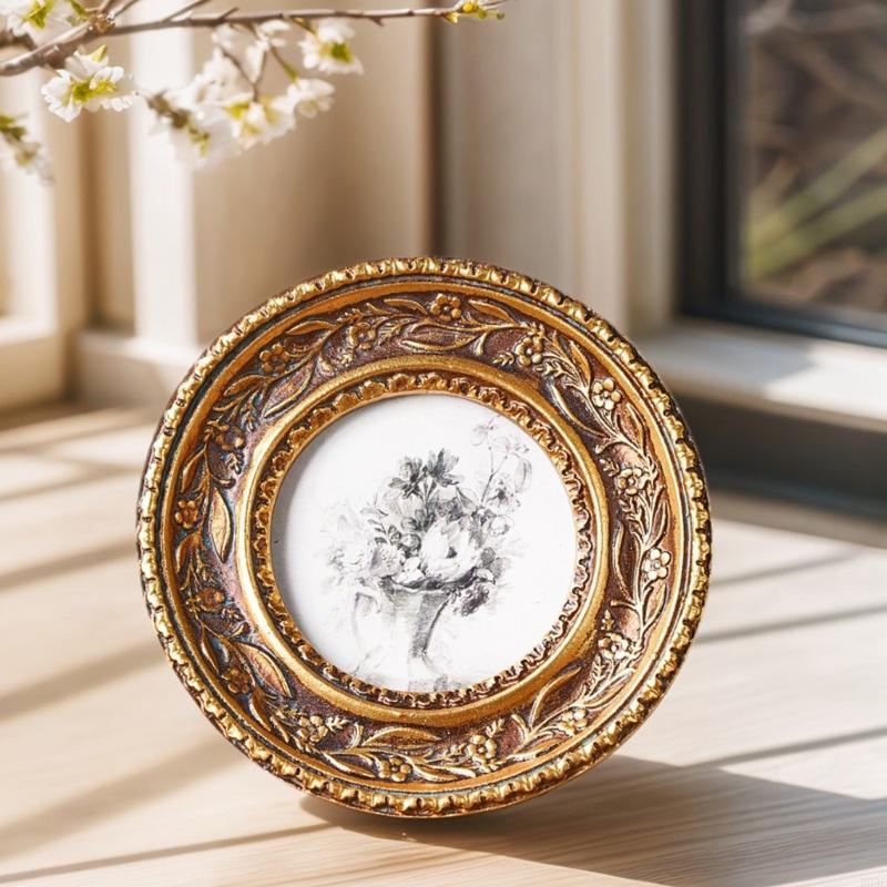 Antique Bronze Gold Round Phot - Rattan Mirror Round 评论和价格