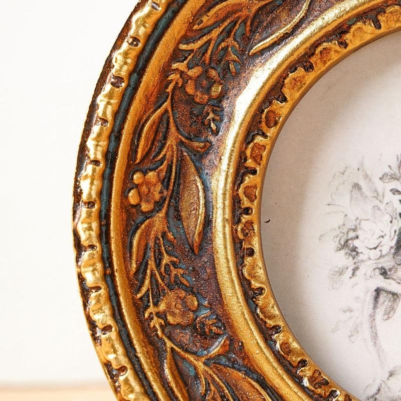 Antique Bronze Gold Round Phot - Rattan Mirror Round 评论和价格