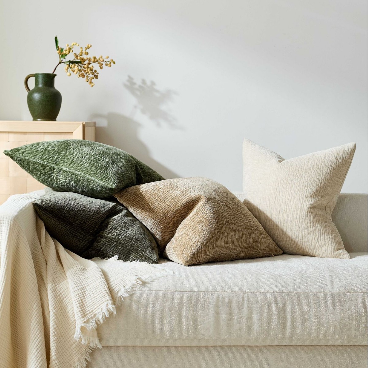 Textured Pleated Chenille Thro - Textured Throw Natural 评论和价格
