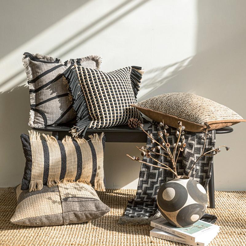 Premium Thick Woven Cushion Co - Textured Throw Natural 评论和价格