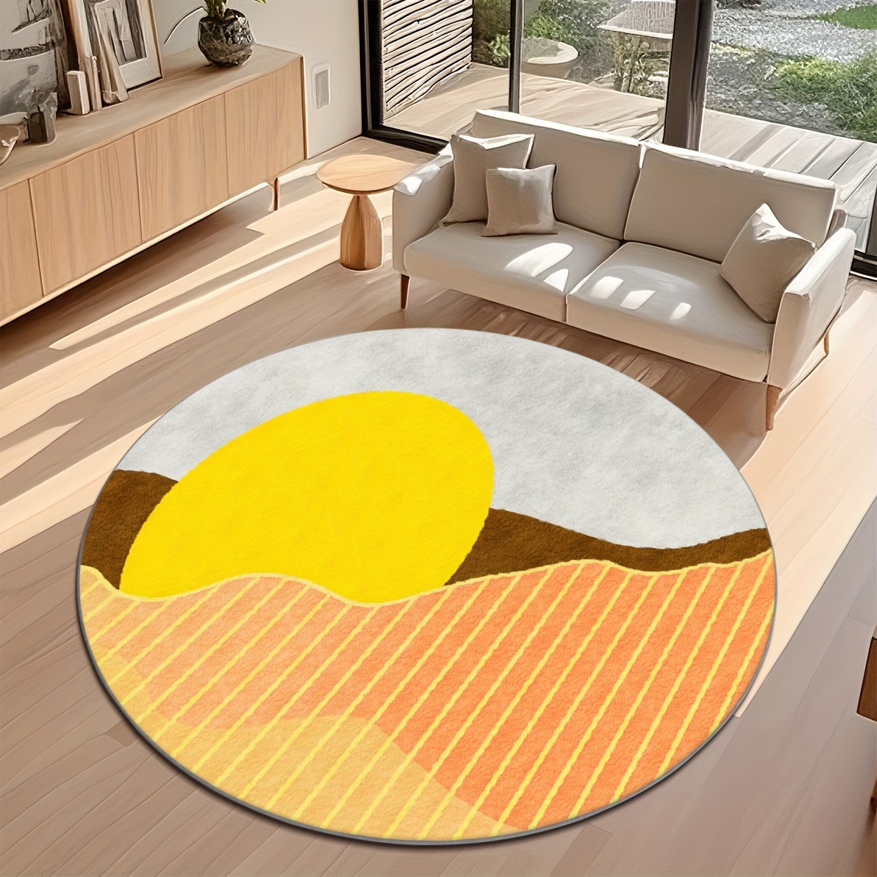 Mid Century Modern Circular Ar - Printed Rug Abstract 评论和价格