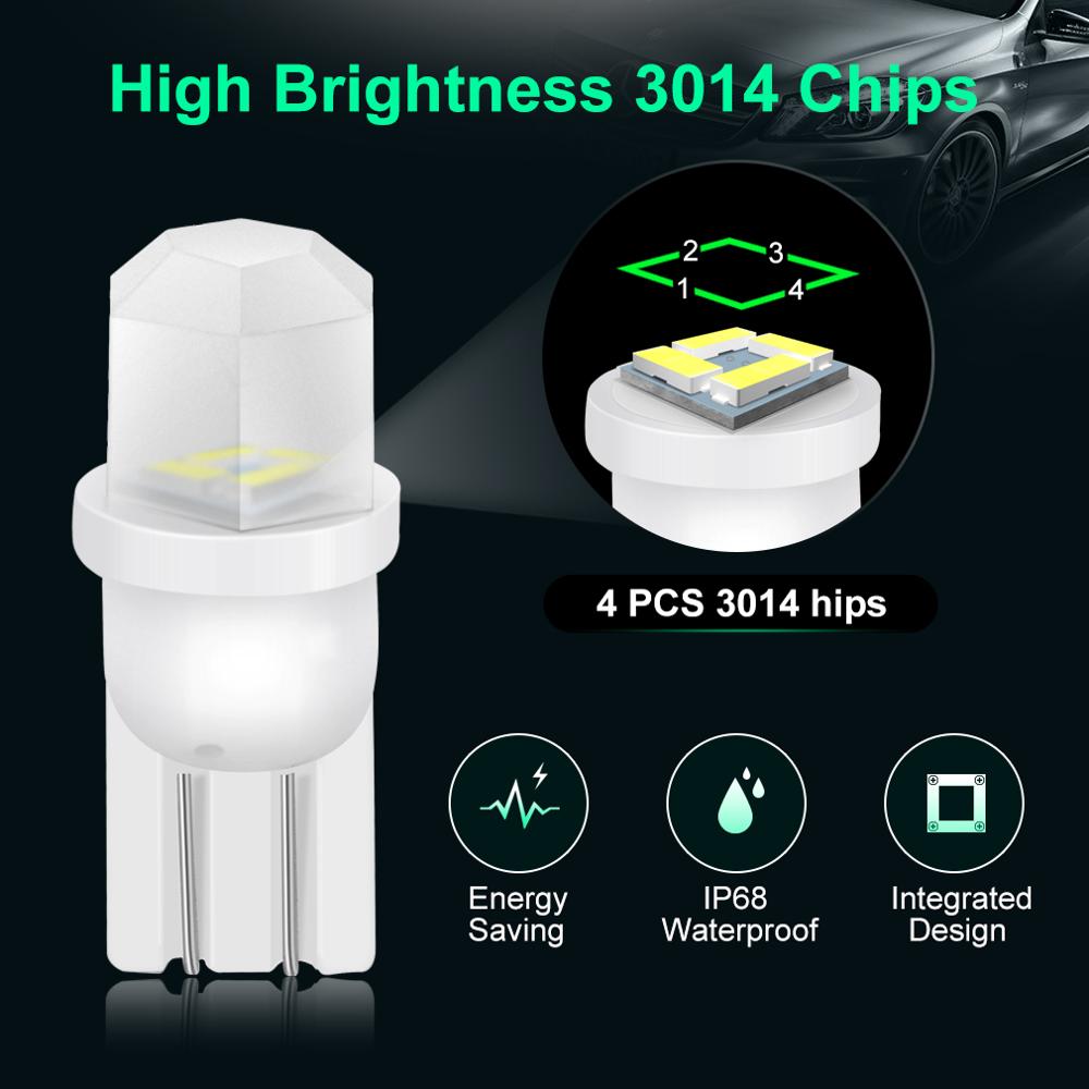 10Pcs Ceramic T10 W5W LED Bulb - Interior Design Elements 评论和价格