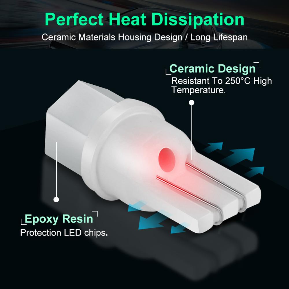 10Pcs Ceramic T10 W5W LED Bulb - Interior Design Elements 评论和价格