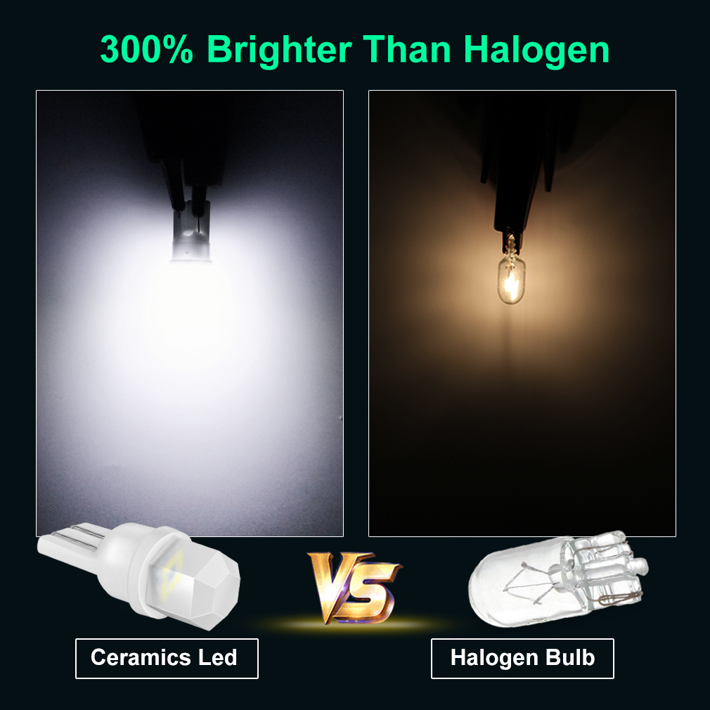 10Pcs Ceramic T10 W5W LED Bulb - Interior Design Elements 评论和价格