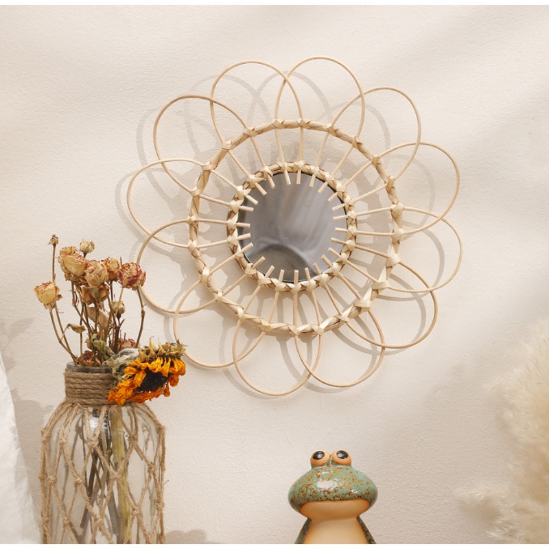 Hanging Mirror Rattan Sunflowe - Rattan Mirror Round 评论和价格