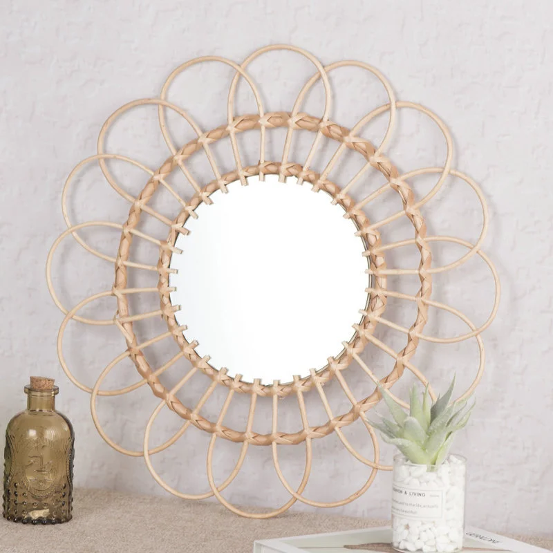 Hanging Mirror Rattan Sunflowe - Rattan Mirror Round 评论和价格