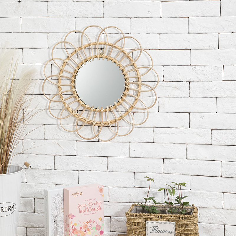Hanging Mirror Rattan Sunflowe - Rattan Mirror Round 评论和价格