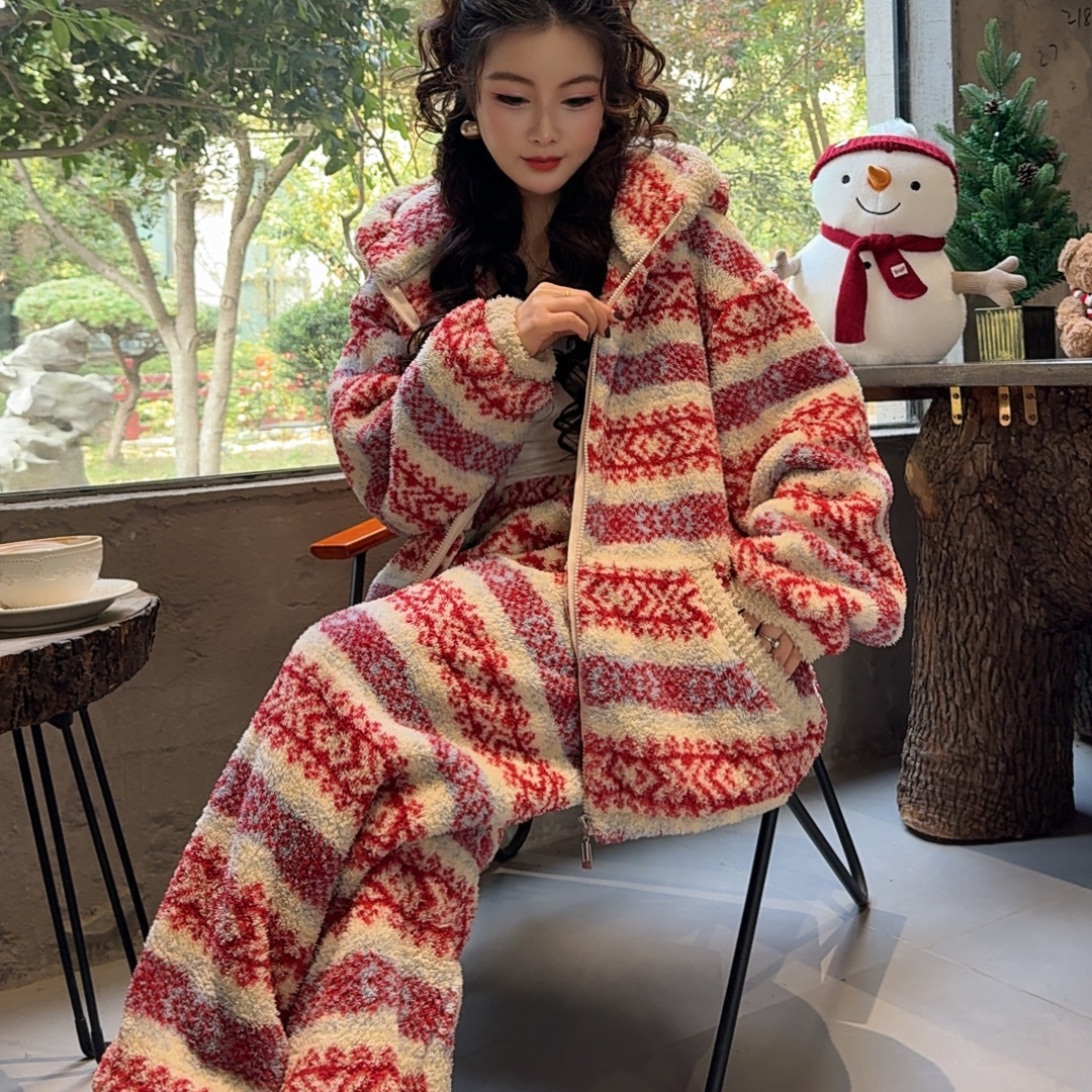 Women's Coral Fleece Pajamas W - Interior Design Warm 评论和价格