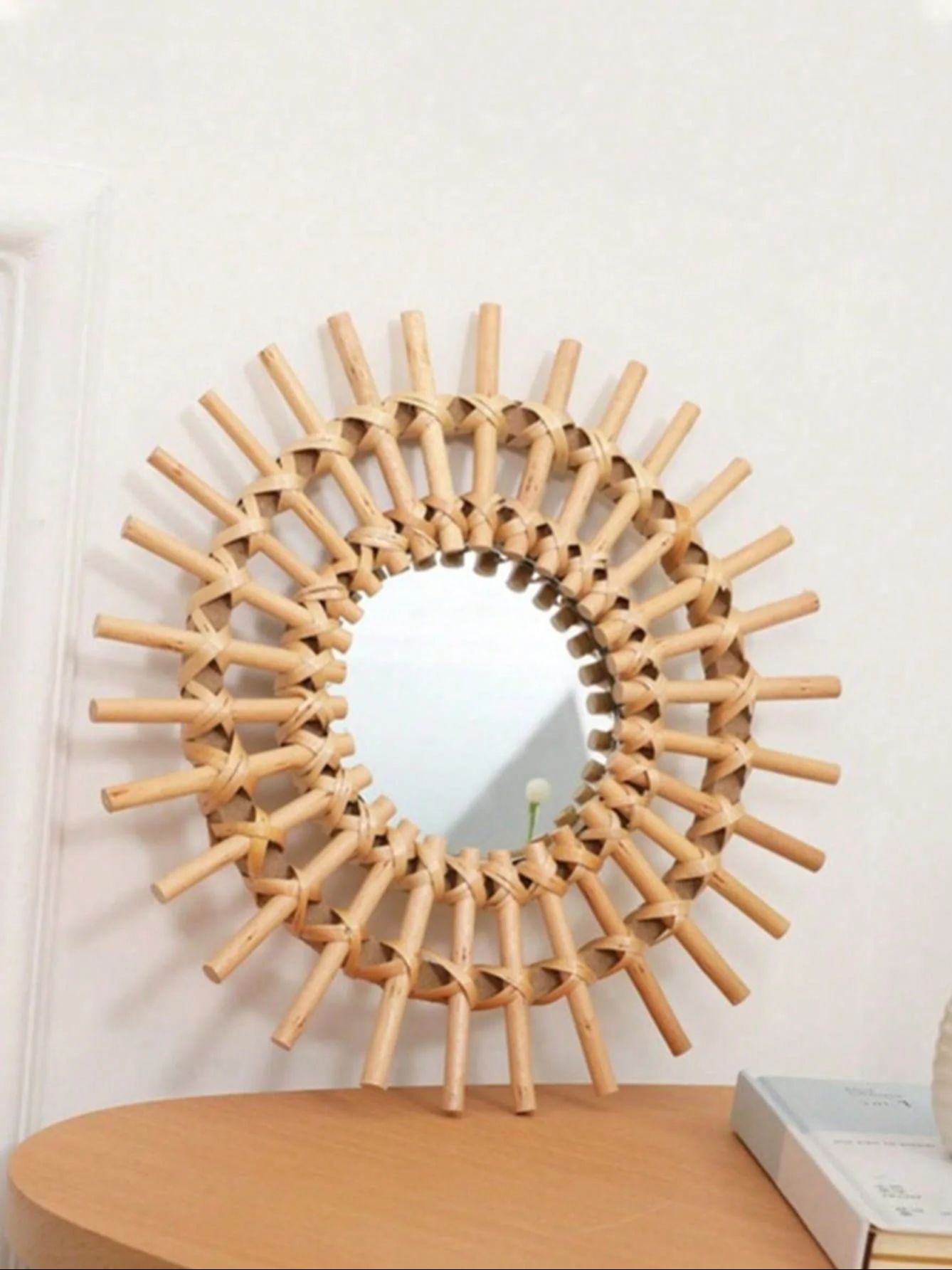Boho Rattan Wall Mirror, Handm - Rattan Mirror Round 评论和价格