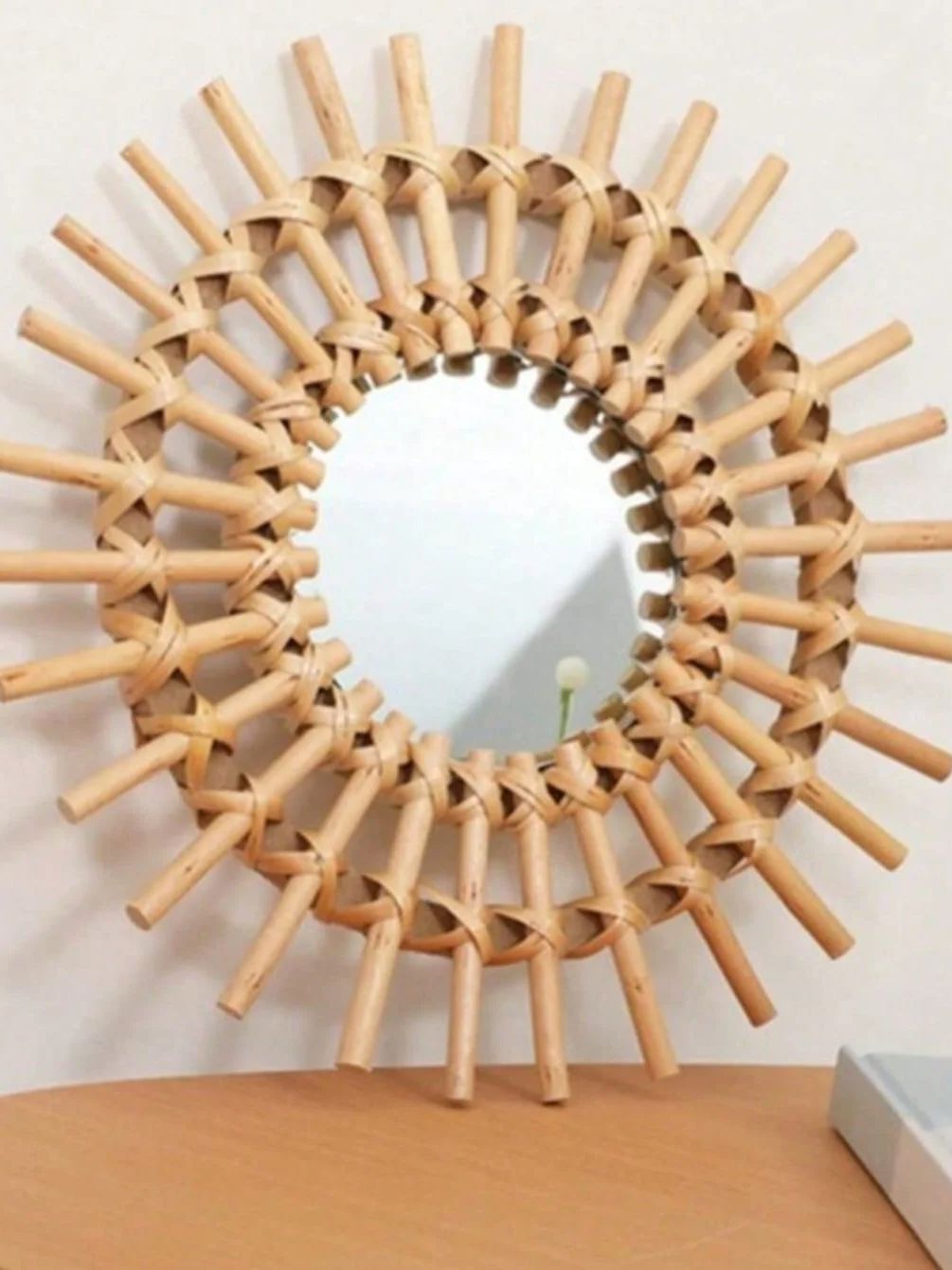Boho Rattan Wall Mirror, Handm - Rattan Mirror Round 评论和价格