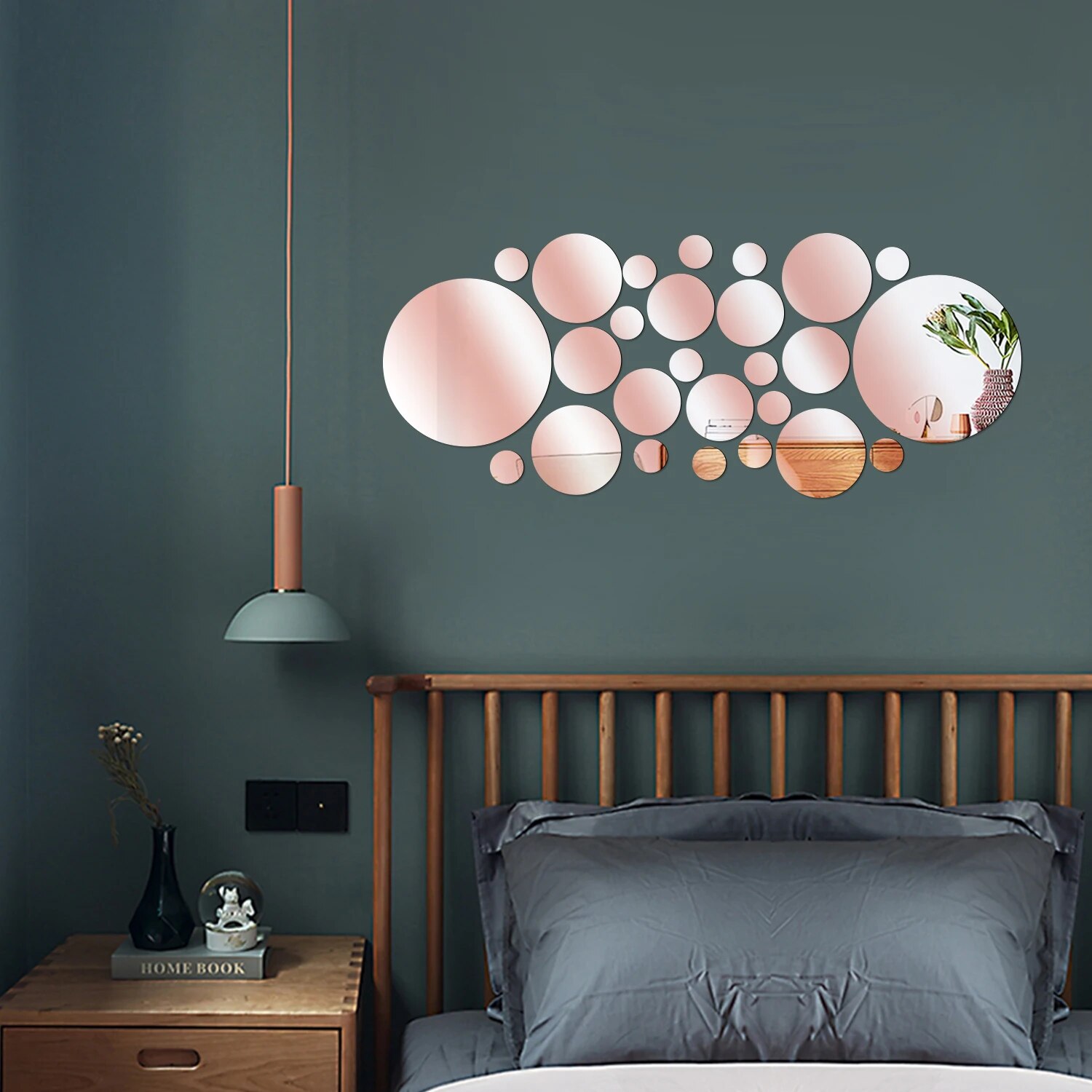 26PCS Geometric Circular Cryst - Rattan Mirror Round 评论和价格