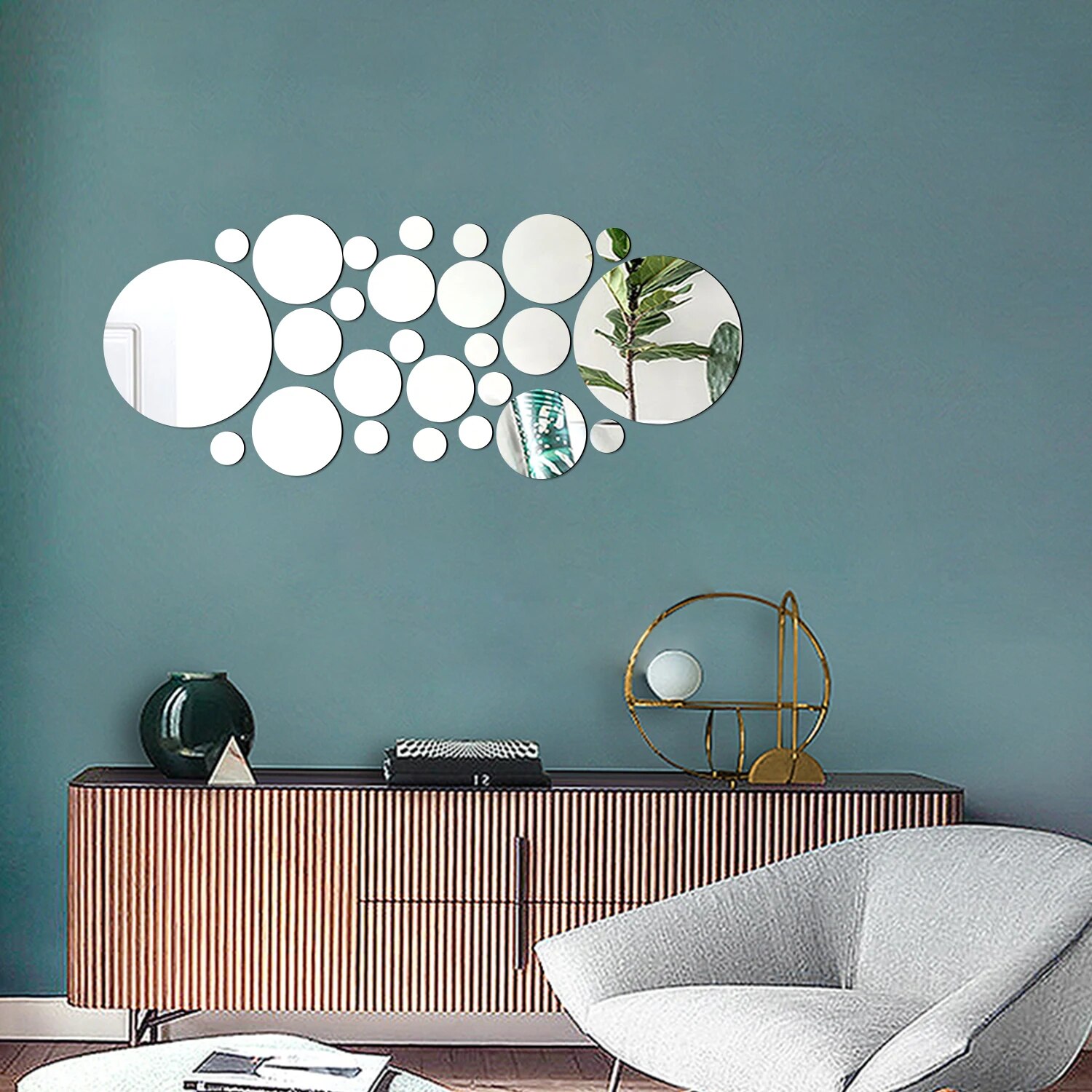 26PCS Geometric Circular Cryst - Rattan Mirror Round 评论和价格