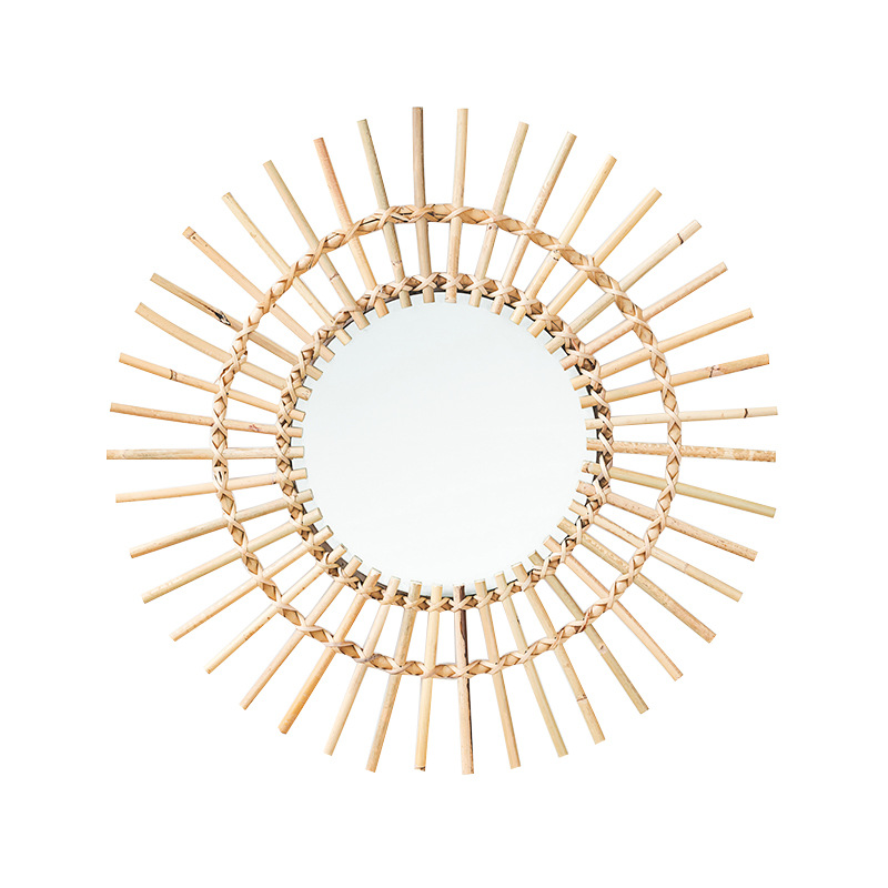 Rattan hanging wall Nordic hom - Rattan Mirror Round 评论和价格