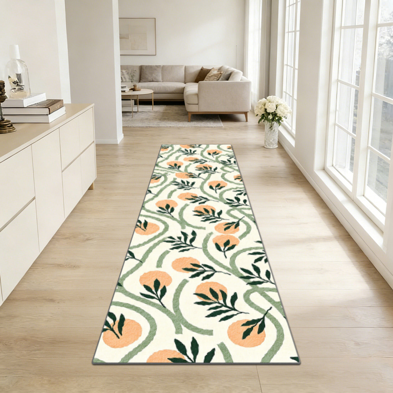 Boho Citrus Leaf Long Runner R - Printed Rug Abstract 评论和价格