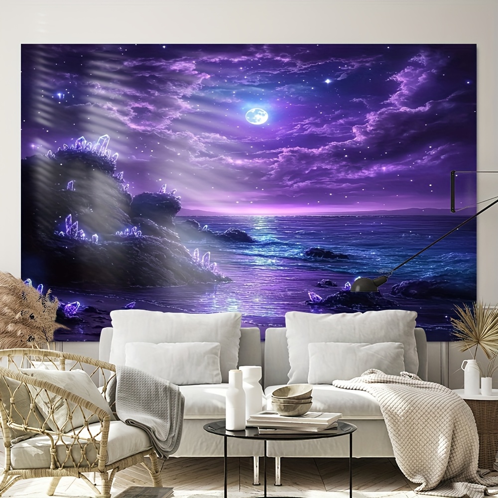 Purple Moon Ocean Night Wall M - Interior Design Hd 评论和价格