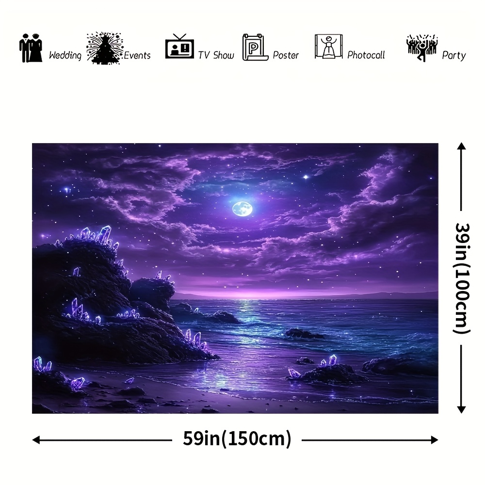 Purple Moon Ocean Night Wall M - Interior Design Hd 评论和价格
