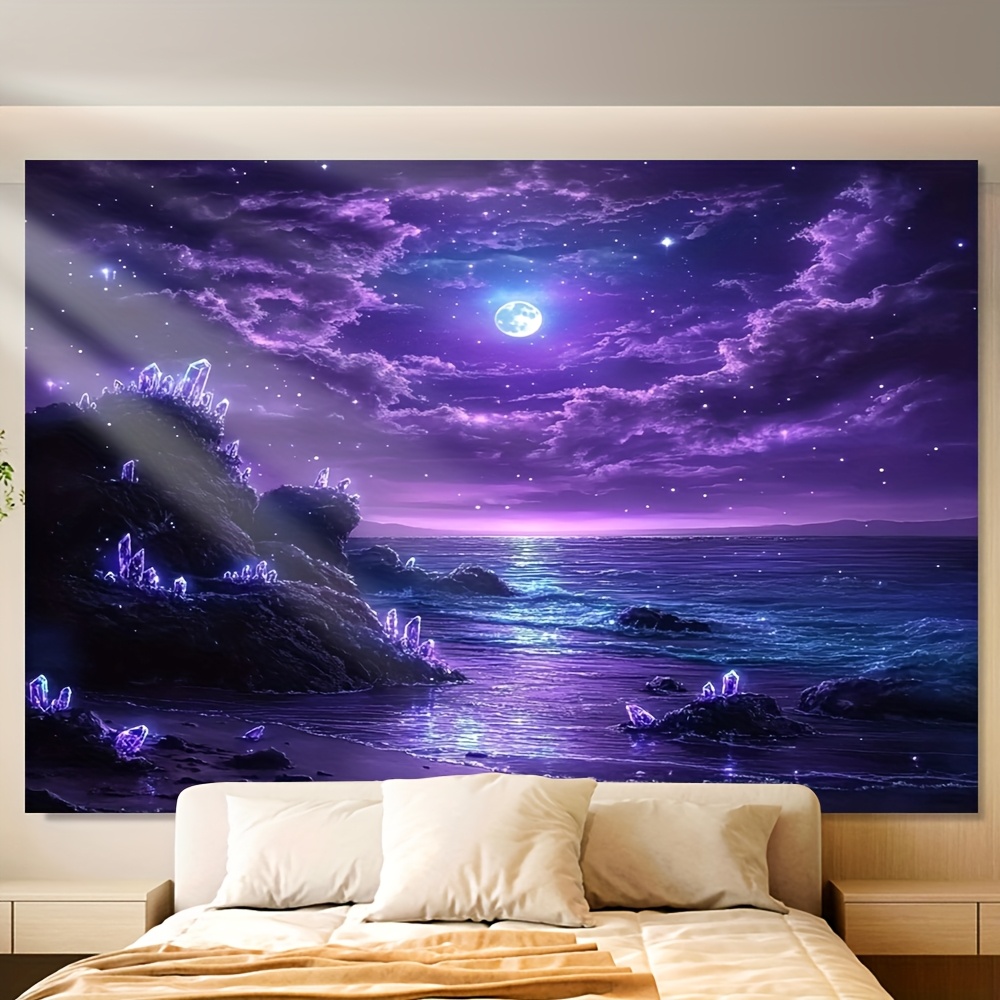 Purple Moon Ocean Night Wall M - Interior Design Hd 评论和价格
