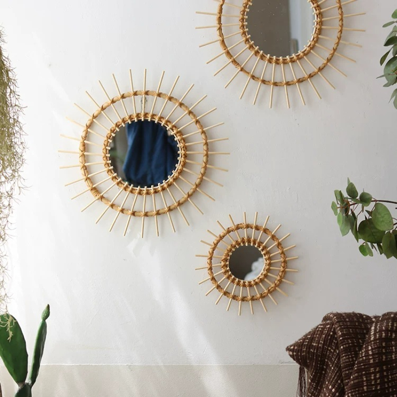 Creative Rattan Round Decorati - Rattan Mirror Round 评论和价格