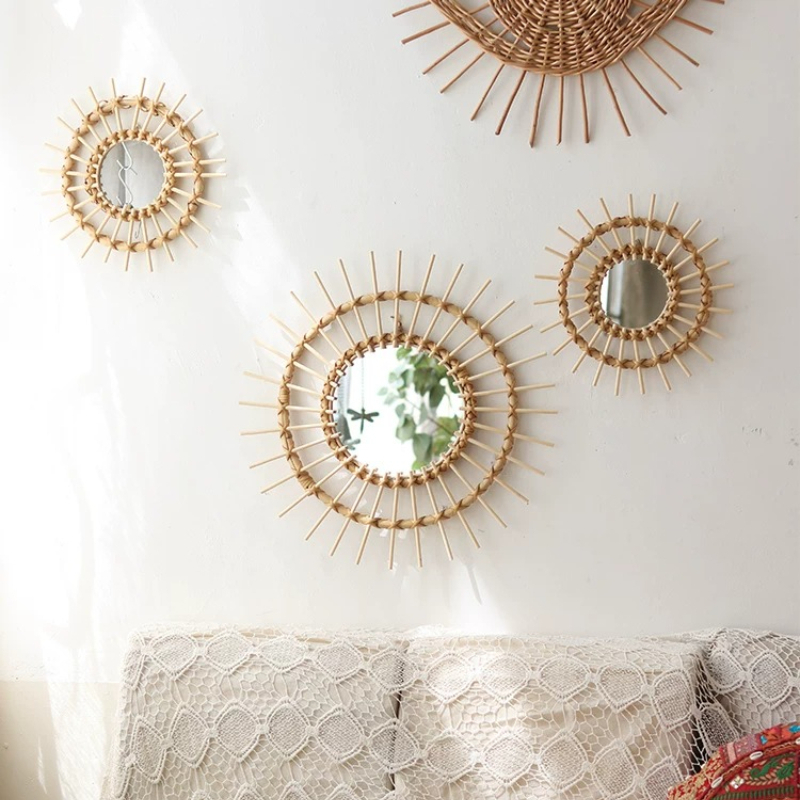 Creative Rattan Round Decorati - Rattan Mirror Round 评论和价格