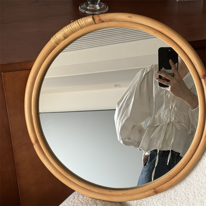 Medieval Rattan Mirror Makeup  - Rattan Mirror Round 评论和价格