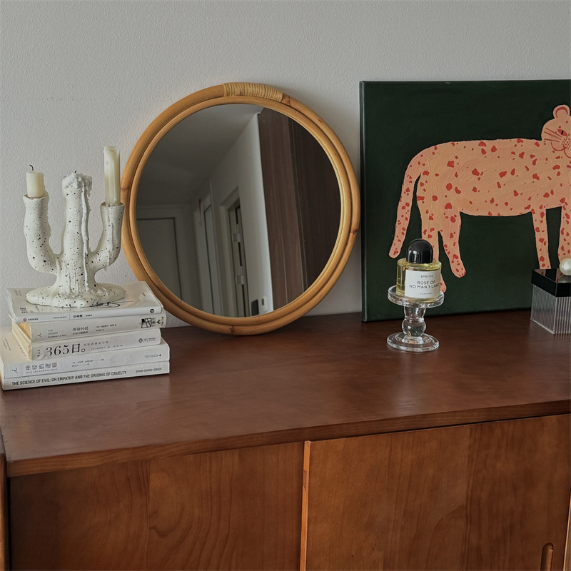 Medieval Rattan Mirror Makeup  - Rattan Mirror Round 评论和价格