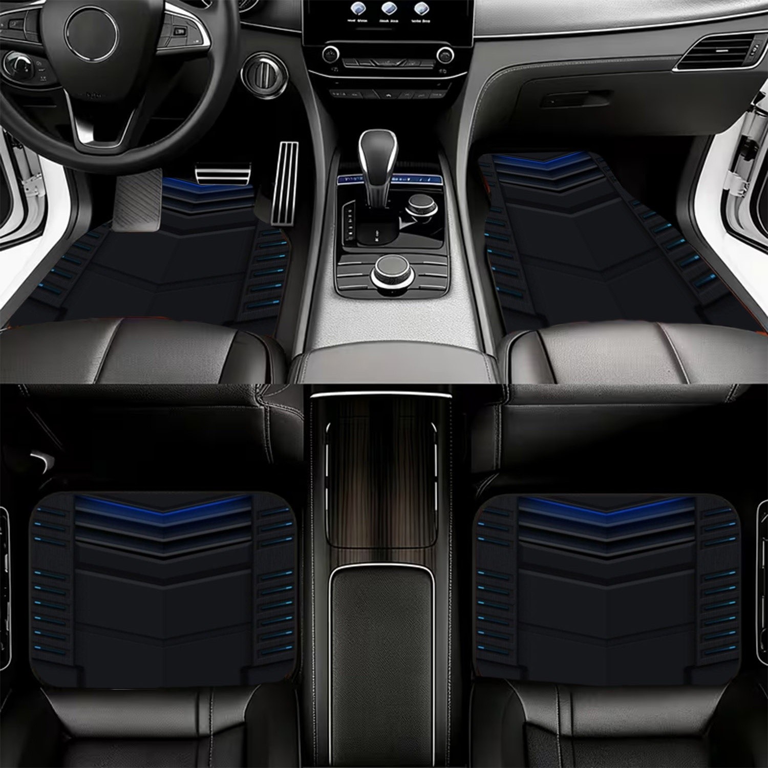 4pcs Car Floor Mats, Dark Futu - Interior Design Tech 评论和价格