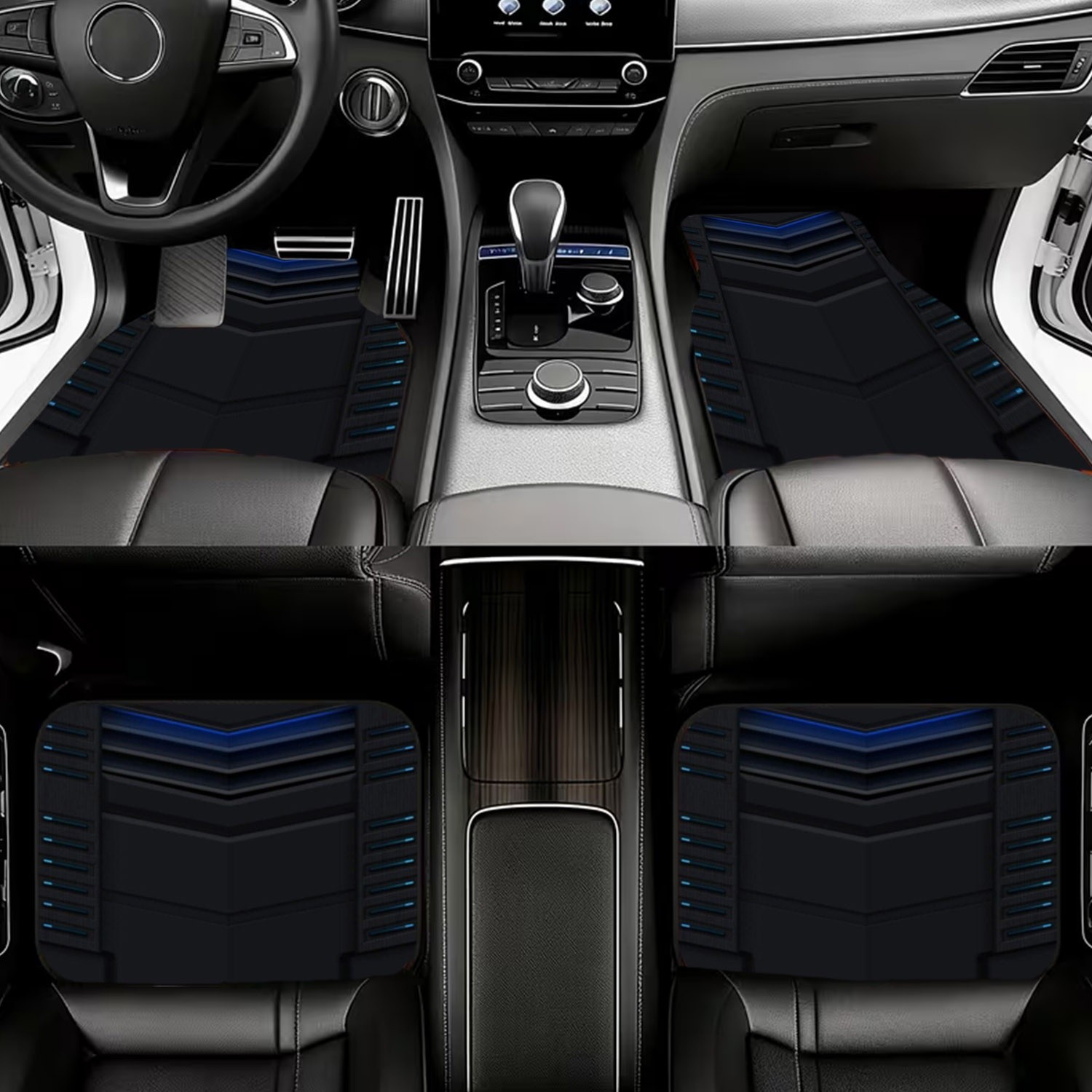 4pcs Car Floor Mats, Dark Futu - Interior Design Tech 评论和价格