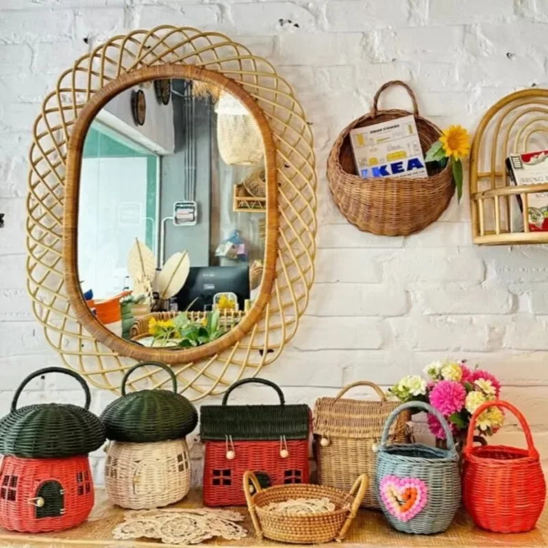 Modern round rattan wall mirro - Rattan Mirror Round 评论和价格