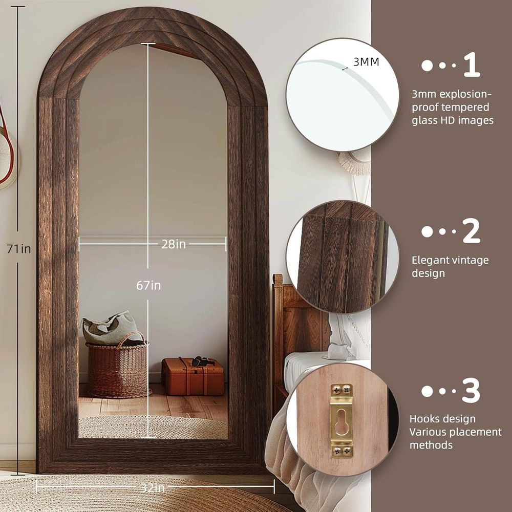 Arched ull Length Mirror with  - Arch Mirror Leaning 评论和价格