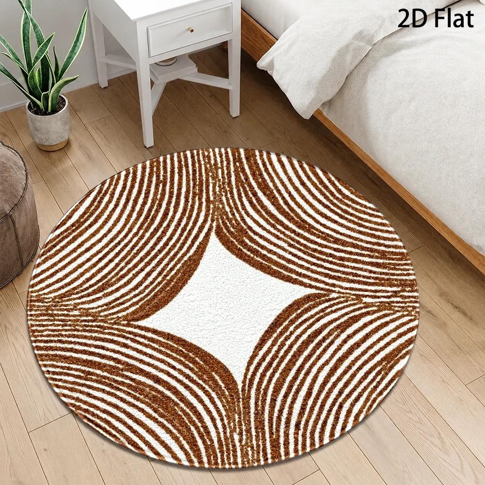 Modern Abstract Round Rug,Navy - Printed Rug Abstract 评论和价格