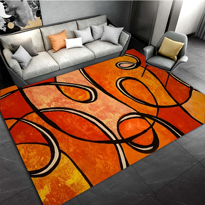 Abstract Orange Geometric Bath - Printed Rug Abstract 评论和价格