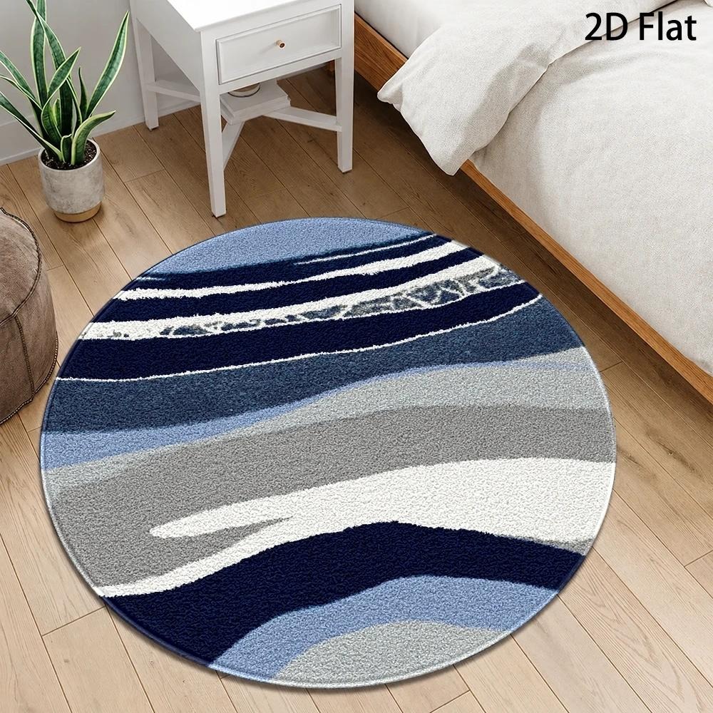 Minimalist Abstract Wave Round - Printed Rug Abstract 评论和价格