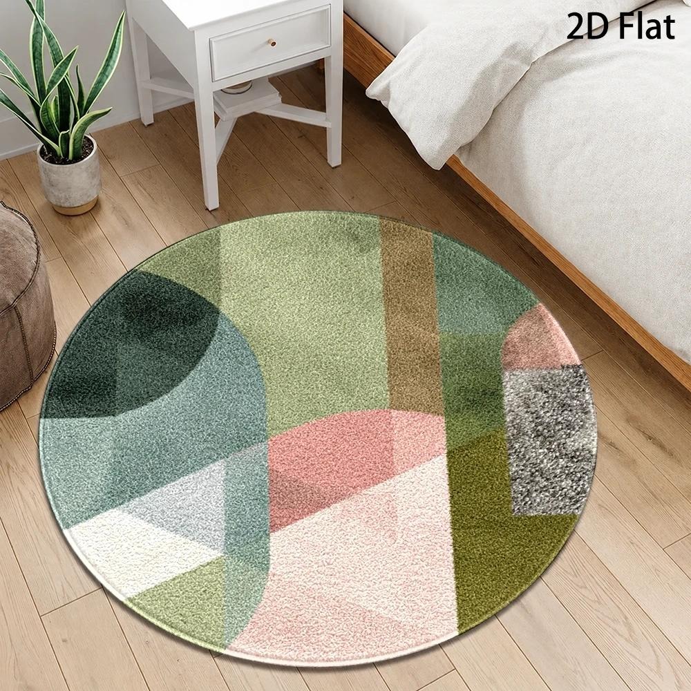 Minimalist Abstract Wave Round - Printed Rug Abstract 评论和价格