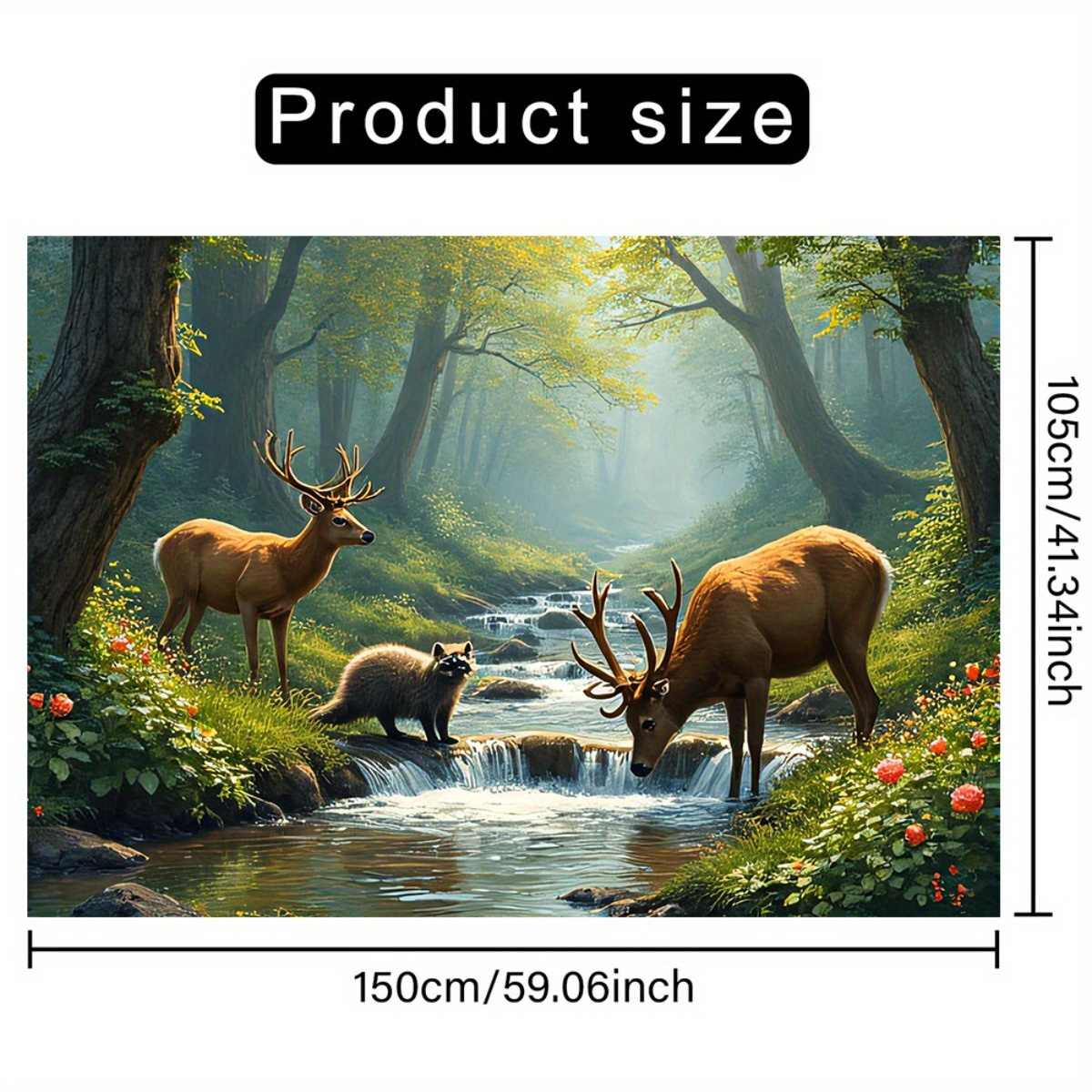Deer Forest Stream Wall Mural  - Interior Design Hd 评论和价格